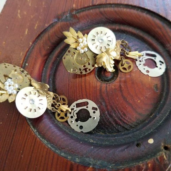 Steampunk Watch Parts Earrings Post Stud Collage Earrings - Picture 9 of 11